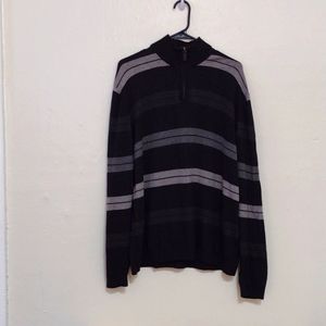 Chatham Road Gray Striped Cashmere Blend Mock Neck Sweater Size XL